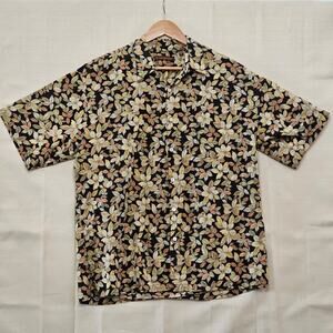 Tori Richard Hawaiian Shirt Size Large Short Sleeve Tropical Leaves Button Down